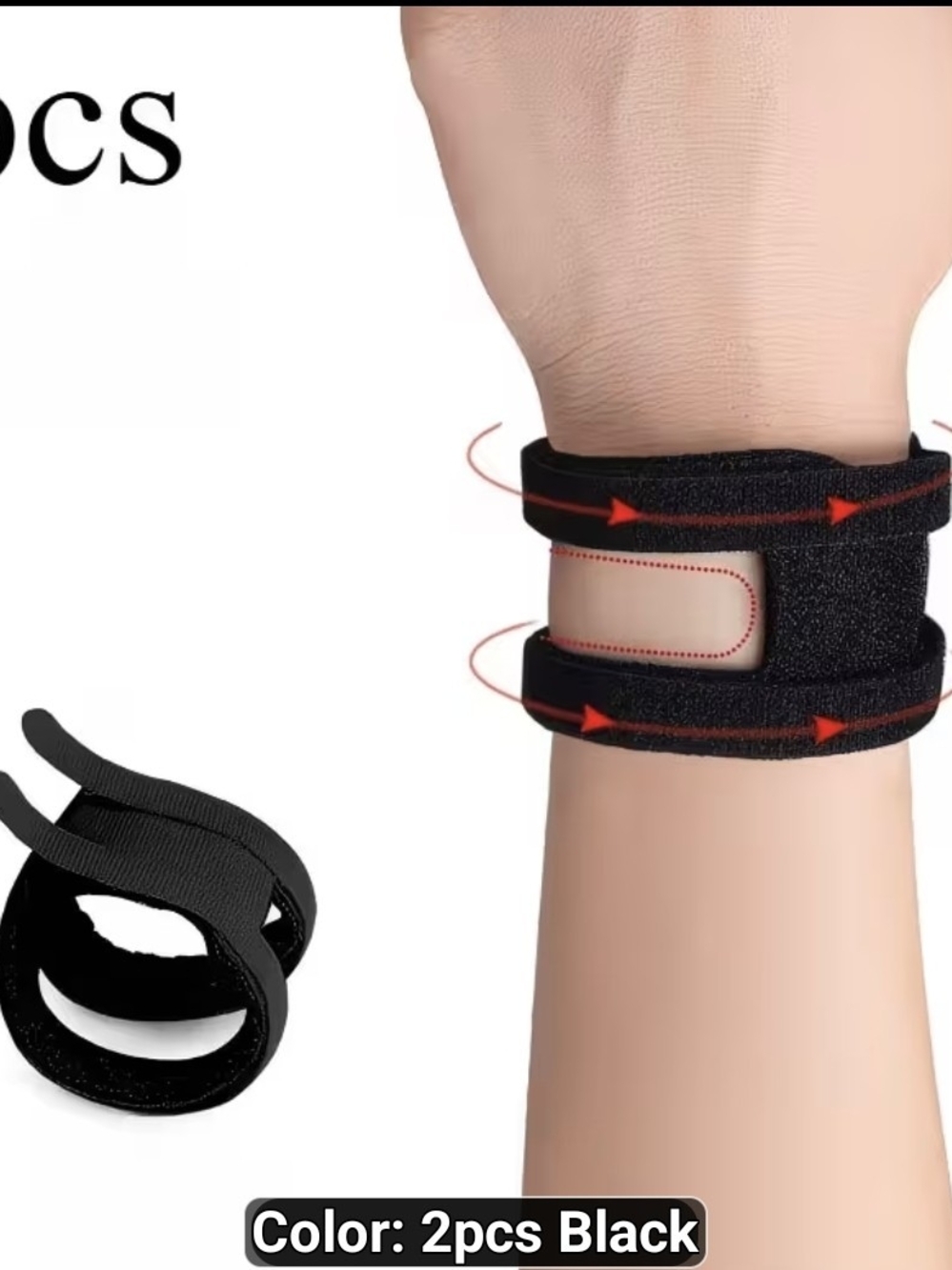 Adjustable Black Wrist Strap Support (2-Pack)